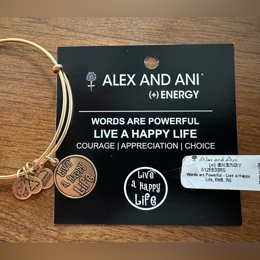 Alex and Ani Vintage 2013 Russian Gold “Live a Happy Life” charm Bracelet